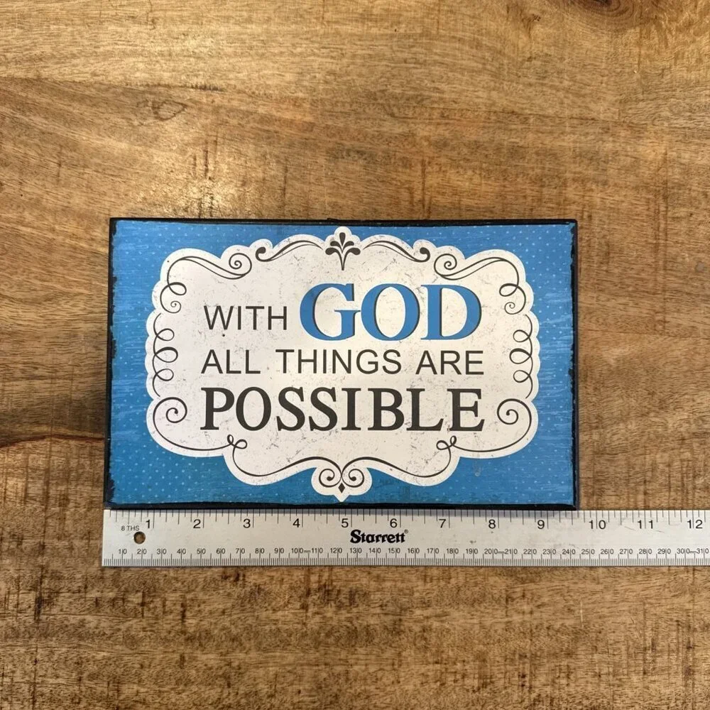 With God All Things Are Possible Rustic Farmhouse Sign Scripture Art Decor Print